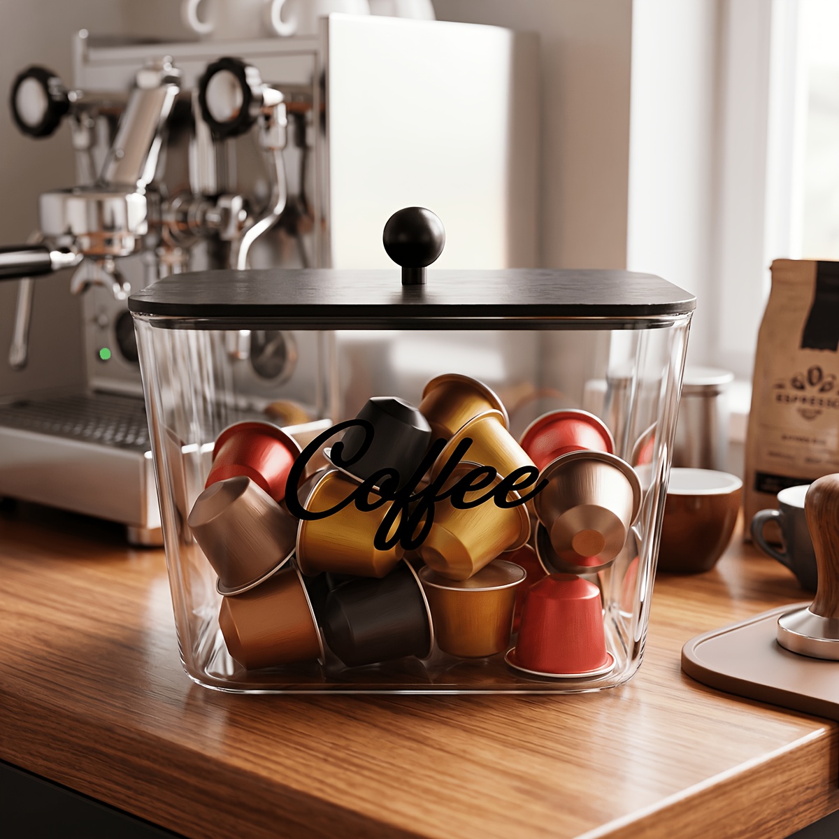 Kitchen Gadgets Organizer - Kaffeepads-Halter mit Deckeln, Kunststoff-Aufbewahrungsbox, K-Cup-Organizer mit