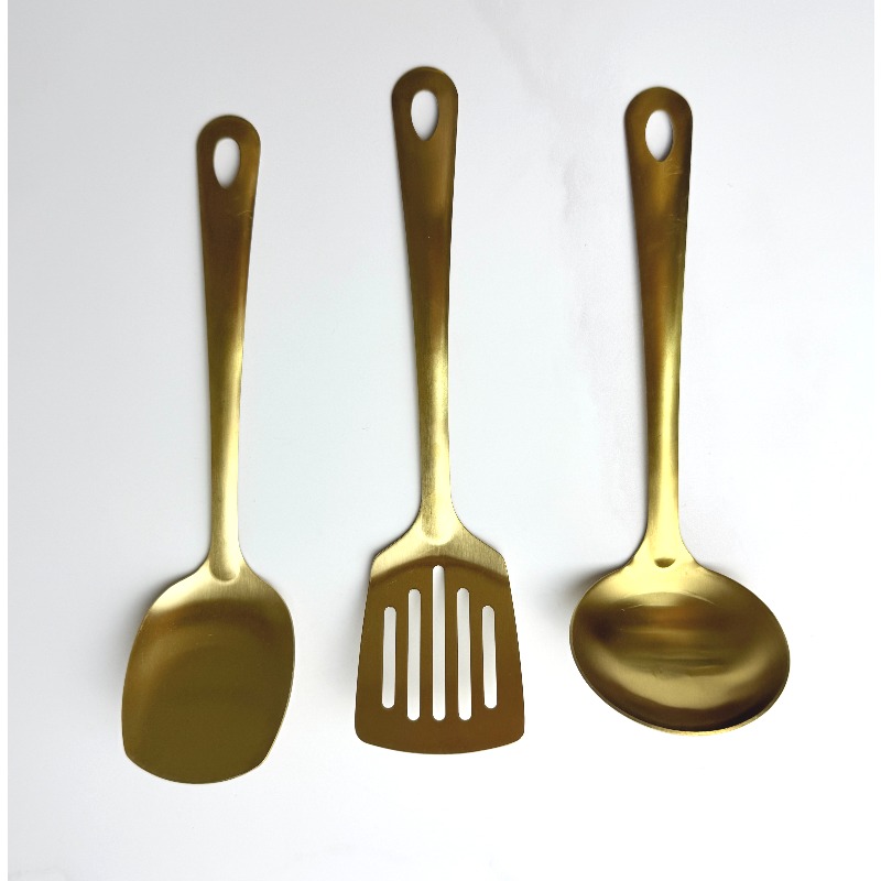 Kitchen Gadgets Gold - Goldene Kochutensilien, Titan-Vergoldete Edelstahl-Küchenutensilien, Spatel, Schlitzwender,